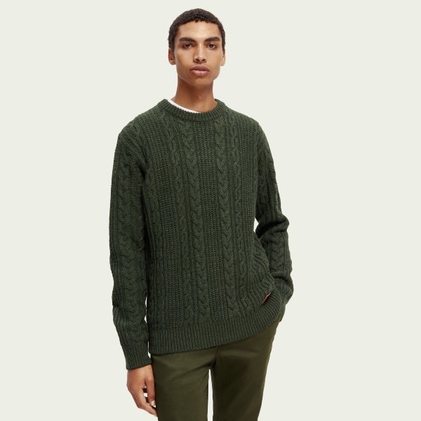 Tamnozeleni džemper sa teksturom pletenica
